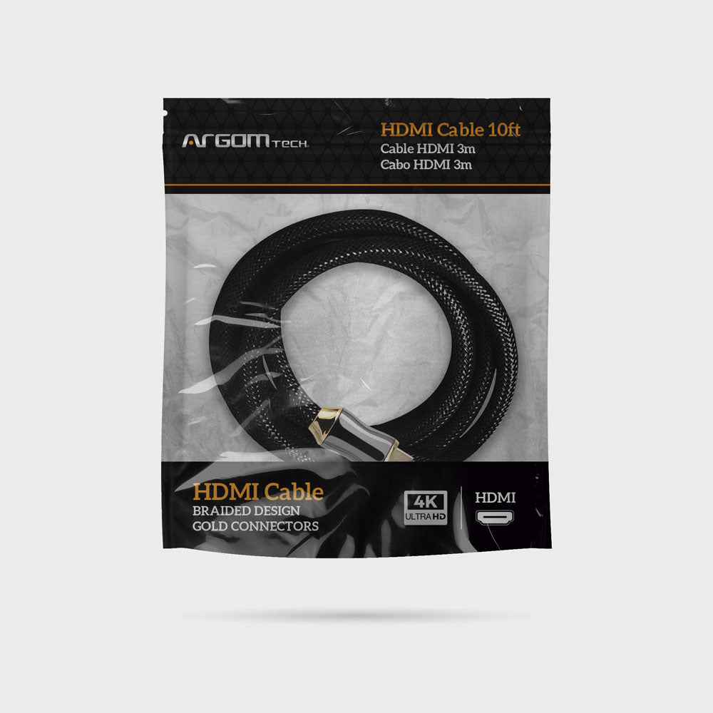ACAARG-CB1920 CABLE ARGOM HDMI 10FT / 3M TRENZADO SERIE G CHAPADO ORO