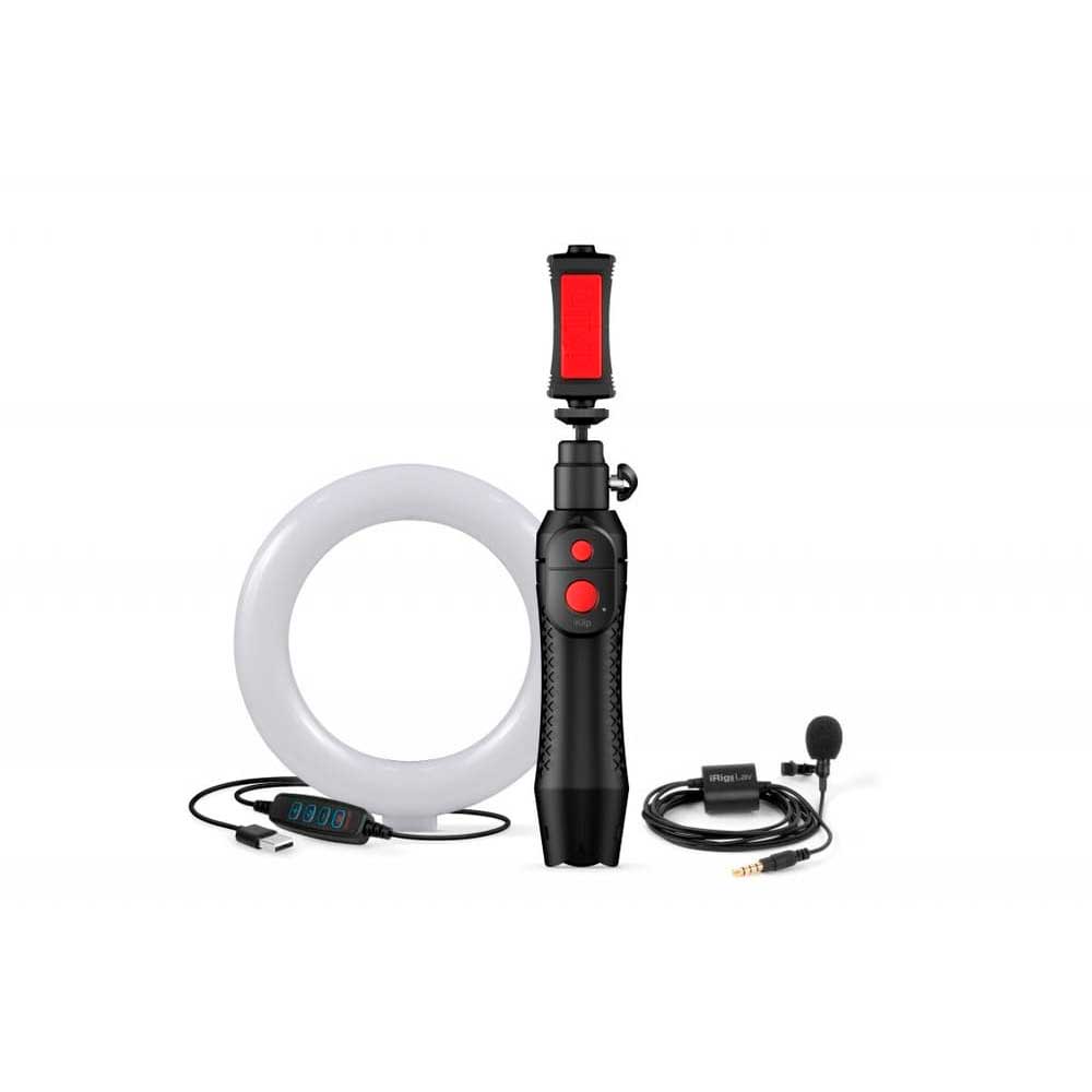 CB-MICLAVGP-HCD-IN KIT DE MICROFONO DE SOLAPA SUJETADOR DE TELEFONO CON ARO DE LUZ IK MULTIMEDIA