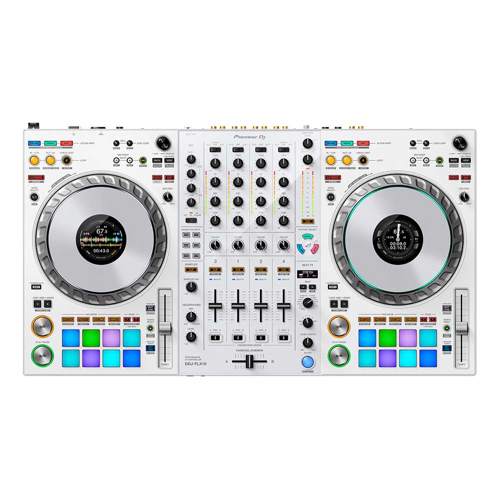 DDJ-FLX10W CONTROLADOR DE DJ PARA PC DE 4 CANALES COMPATIBLE CON REKORDBOX & SERATO PIONEER DJ