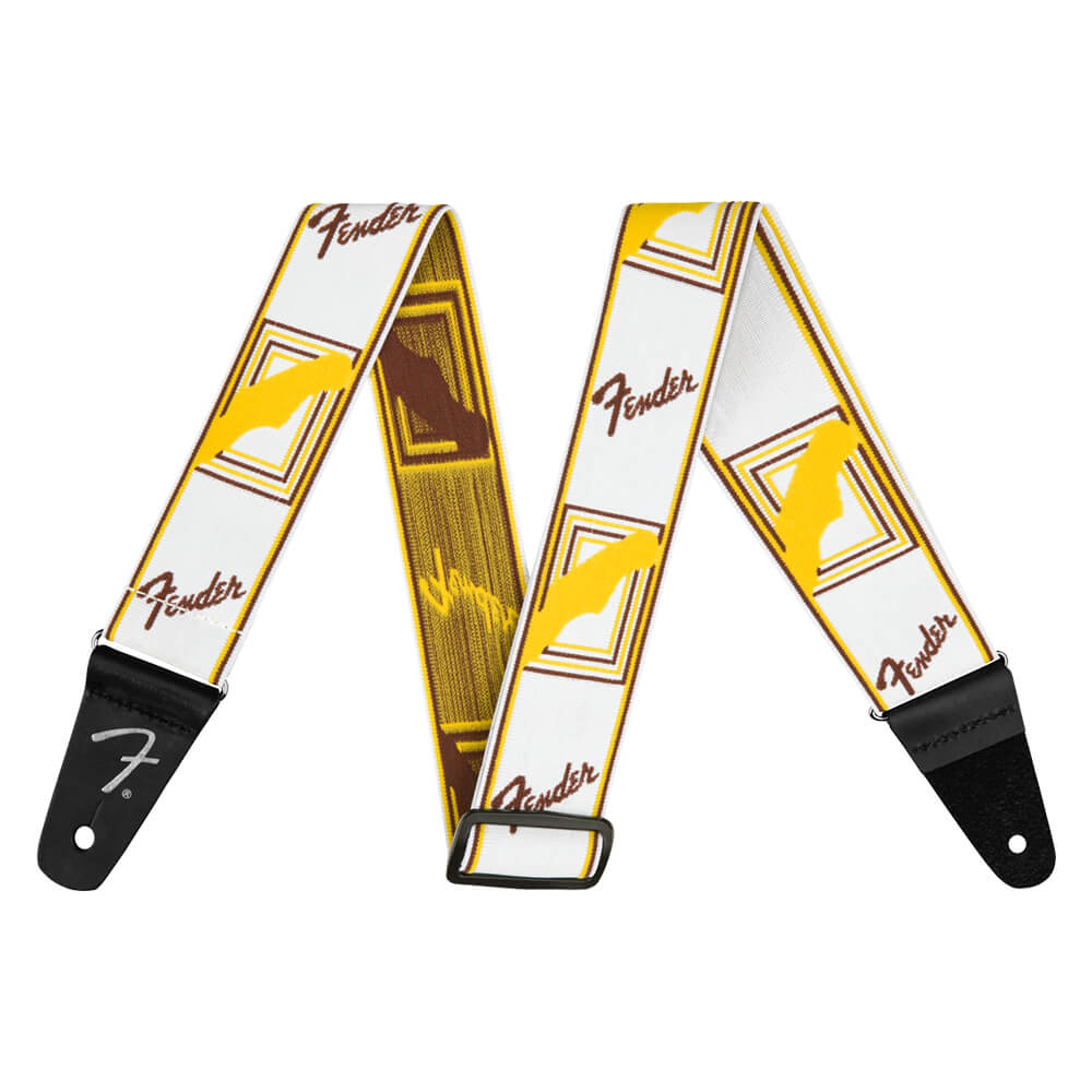 0990686005 CINCHA P/ GUITARRA MONOGRAMMED STRAP WH/BLK/YELLOW FENDER    