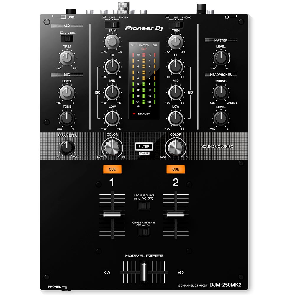 DJM-250MK2 MIXER PROFSEIONAL P/ DJ 2 CANALES FILTRO POR CANAL INDEP. PIONEER DJ 