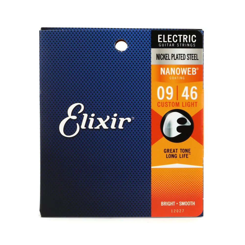 12027 SET DE CUERDAS P/ GUIT. ELECT. NCKL PLATED NANOWEB CUSTOM LIGHT ELIXIR