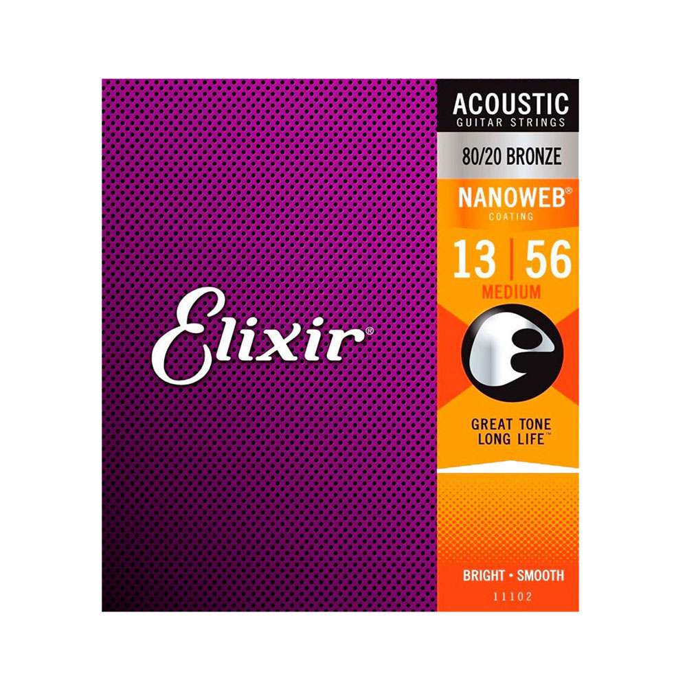 11102 SET DE CUERDAS P/ GUIT. ACUST. DE METAL NANOWEB 80/20 MEDIUM ELIXIR                           