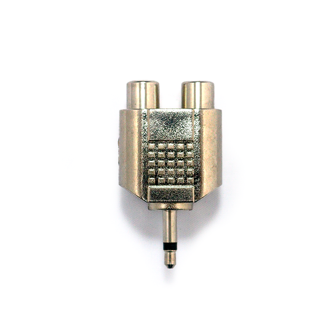 NK YK-2041 PLUG ADAP. 3.5 MONO 2 RCA JACK PLATEADO