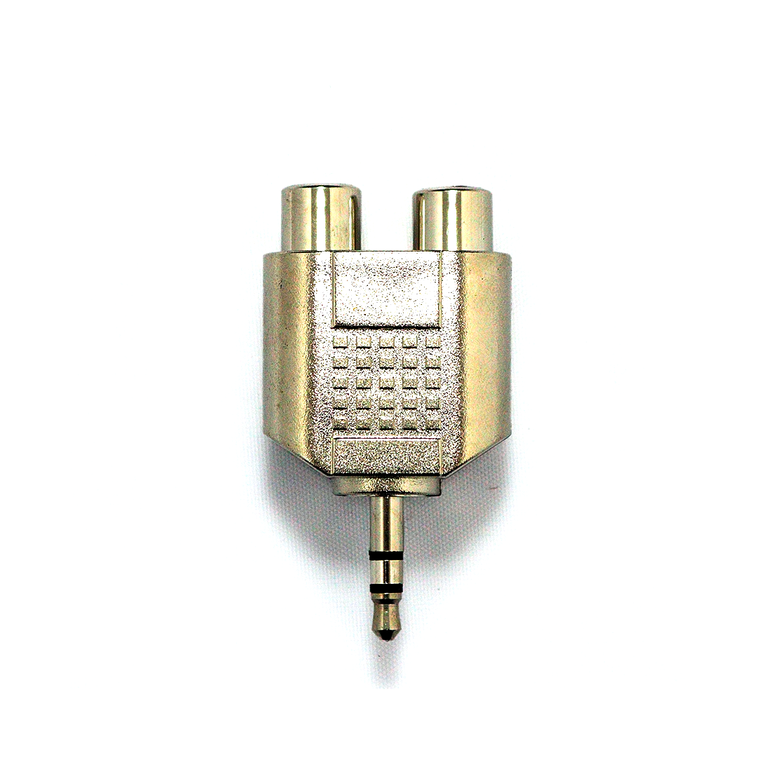 NK-YK-2042 PLUG ADAP. 3.5 ST. 2 RCA JACK PLATEADO